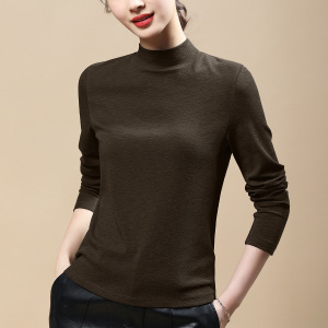 兰精天丝 女士长袖T恤 薄款中领打底衫上衣女春秋款 女装