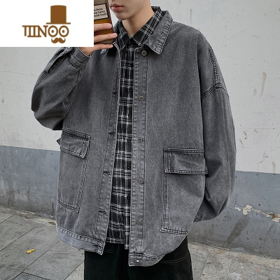YANXU港风痞帅牛仔外套男韩版潮流宽松bf欧美街头潮牌ins复古工装夹克