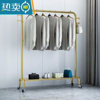 敬平挂衣架落地简易卧室内房间家用晾衣服器置物架衣帽多功能柜带轮 纳米金色长130高155带轮+带板晾晒架