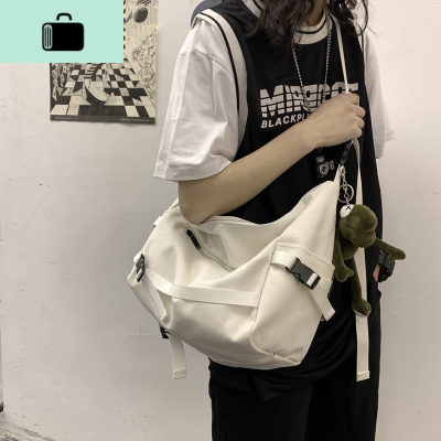 ins帆布包女学生工装百搭单肩斜挎包情侣潮大容量背差托特包NEW LAKE女斜挎包