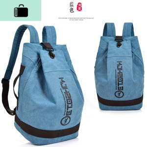 帆布背包男士双肩包户外休闲简约旅行健身轻便运动大容量学生书包NEW LAKE 蓝色