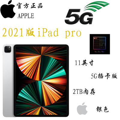 现-货-速-发-2021年新款苹果(Apple)iPadPro11英寸M1芯片2TB5G插卡版+WiFi平板电脑银色