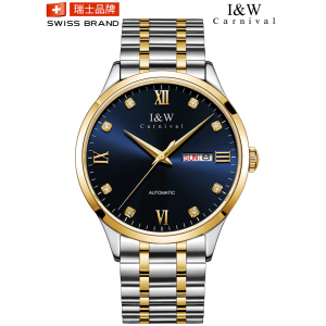 新款正品瑞士I&W CARNIVAL手表男士全自动机械表 男表进口机芯时尚品牌腕表防水555G