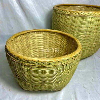 润华年竹编大号箩筐箩篼淘米筐粮食竹筐结婚喜事竹箩竹编制品餐厅摆设用 小号直径30高23