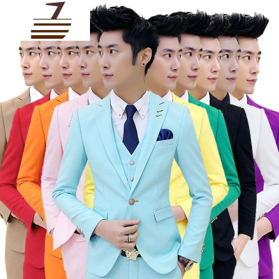 NEWLAKE男士天蓝色英伦西服套装韩版修身夜场主持青少年演出礼服西装潮流