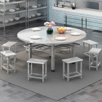 域赢不锈钢可悬挂凳子1.46米圆桌一桌8凳201(桌面0.6mm 桌腿 凳腿1.5mm)