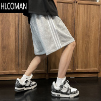 HLCOMAN韩国ins夏季宽松三杠短裤男青少年运动休闲中裤情侣阔腿五分裤子