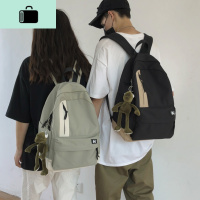 日系原宿简约休闲帆布书包男时尚潮流韩版高中大学生双肩包背包女NEW LAKE