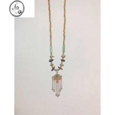 JiMi民族风如意锁项链女s925银小众设计流苏颈链新中式锁骨链