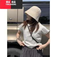 YIBUSHENG时尚紫色修身短袖t恤衫季正肩短款上衣女生小众不撞款