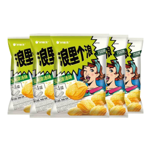 好丽友浪里个浪薯片四层脆玉米休闲玉米酥膨化零食 玉米浓汤味40g*5包