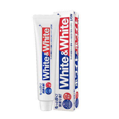 日本狮王White大白牙膏成人含氟亮白防蛀去渍黄牙垢150g