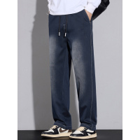 秋冬男裤宽松垂感抽绳设计大码男装潮牌直筒运动休闲裤新款