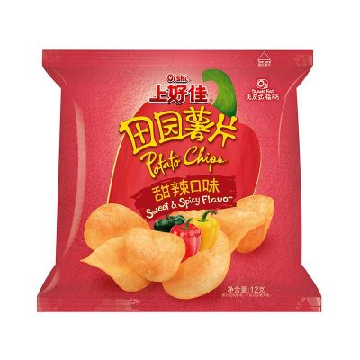 上好佳田园薯片办公室零食送女友网红休闲小零食多口味12g*25包甜辣味