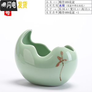 三维工匠大号陶瓷花盆办公室内绿植物水培盆景家居创意个性铜钱绿萝盆栽 (中)梅青489水培花盆 大花盆容器