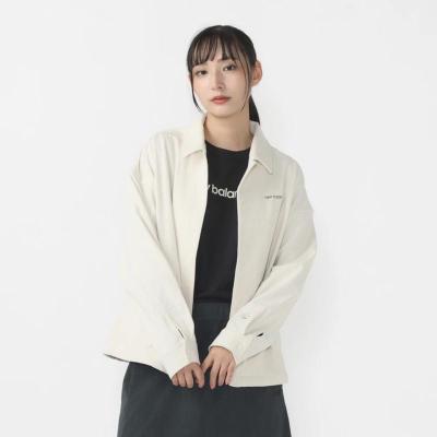New Balance秋季新款女士灯芯绒运动夹克外套百搭可叠穿教练衬衫款