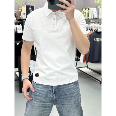夏季新颖潮流男士短袖T恤POLO衫翻领半袖打底衫弹力个性潮流上衣_1