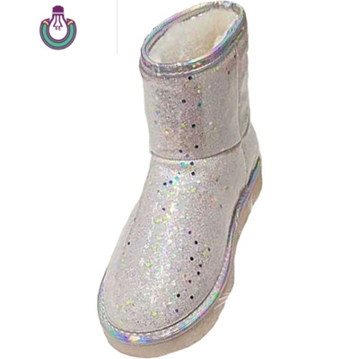 FISHBASKET欧洲站冬季新亮片防水加厚保暖厚底学生时尚防滑雪地靴潮女一脚蹬靴子