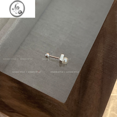 JiMi999银银耳钉女珍珠螺丝拧扣耳骨钉养耳洞耳蜗钉男耳棒小耳环耳饰