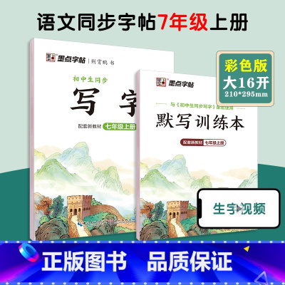[语文临摹]七年级上册(送默写训练本) 七年级/初中一年级 [正版]七年级上册语文字帖练字小学生硬笔书法字帖一课一练墨点
