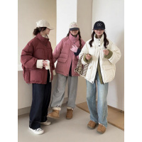 冬季新款韩版撞色立领棉服女年短款宽松加厚高级感小个子外套