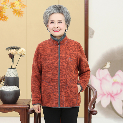 广赫2020新款老太太加绒卫衣女妈妈加肥加大上衣中老年女装摇粒绒外套卫衣