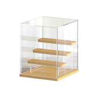 翌嘉YJ4122633 透明收纳防尘罩盲盒乐高积木手办亚克力展示盒 木底四层 220*235*270