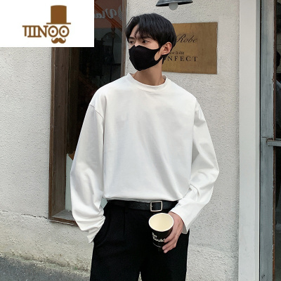 YANXU长袖t恤男士新款内搭打底小衫圆领潮牌宽松秋衣服卫衣