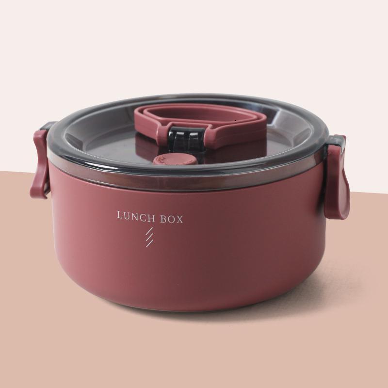 家柏饰(CORATED)大容量圆形日式饭盒茶具上班族可微波炉加热双层学生保温便携便当餐盒