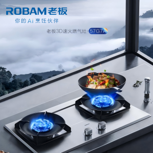 老板(ROBAM) 燃气灶 5.2kW 煤气灶 老板燃气灶 单灶具 双眼灶 燃气灶嵌入式 灶台57G7A 天然气
