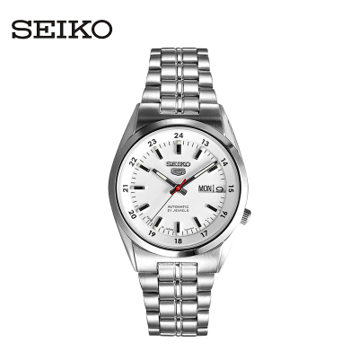 精工（SEIKO）手表精工5号系列智慧夜光防水商务不锈钢带自动上链机械男表SNK559J1