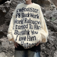 毛衣男美式水貂绒毛衣男女情侣秋冬新款街头宽松慵懒风针织衫上衣