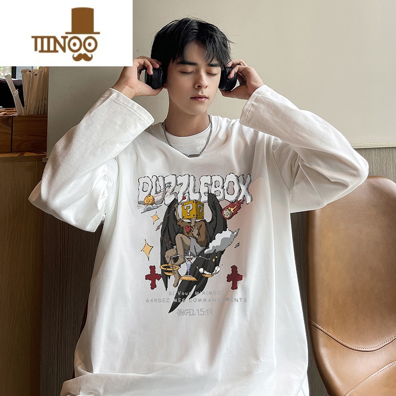 YANXU卫衣男潮牌美式卡通痞帅休闲长袖T恤男生打底衫潮流上衣服