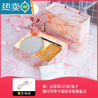 敬平台式智能led化妆镜子带灯光木质家用卧室桌面梳妆补光收纳小台灯便携式用镜 三色光+三档调节+镜面360度旋转+豪华包