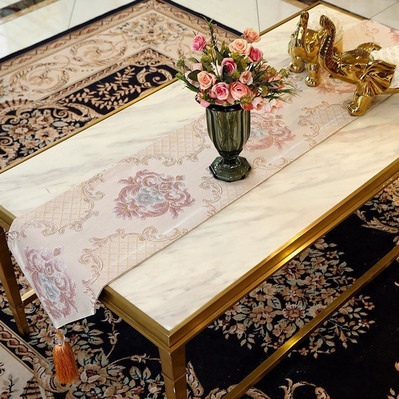 家柏饰(CORATED)欧式茶几桌旗餐桌装饰布长条长方形桌布布艺茶台沙发几电视柜 黎曼菲紫花桌旗 32*240cm