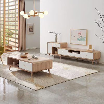 全友家居 时尚北欧茶几电视柜 多区储物 双色可选 常规款/可伸缩款可选茶几电视柜