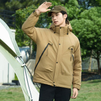 羽绒服男士冬季新款时尚休闲连帽保暖宽松白鸭绒男纯色冲锋衣外套