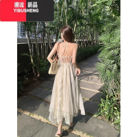 YIBUSHENG海边度假露背挂脖吊带连衣裙女三亚旅游穿搭拍照很仙的仙沙滩裙
