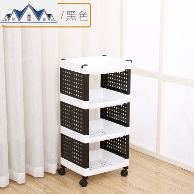 多层塑料厨房置物架浴室卫生间收纳架卧室客厅整理架落地储物架子 三维工匠