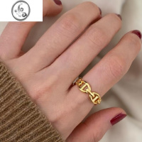 JiMiН系猪鼻子戒指网红时尚男女款情侣对戒一对个性简约小众设计指环