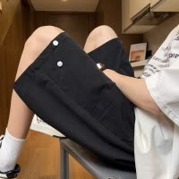 [2.5折价70元]唐狮男士短裤夏季休闲侧边四合扣宽松男裤夏季薄款夏季裤子短裤男夏季