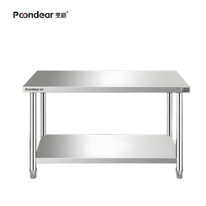烹巅(Poondear)不锈钢厨房操作台(双层平板工作台)PD-PBCZT-1200