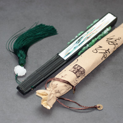 玉清昆仑扇原版9寸折扇女式古风三生三世十里桃花白浅同款扇子三维工匠9寸原版紫檀木+玉龙+原版流苏赠礼盒