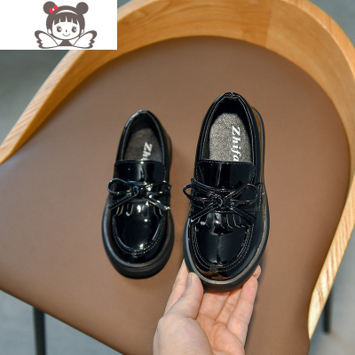 可莉允女童皮鞋2021春季新款软底时尚春秋儿童英伦风公主鞋女孩黑色单鞋皮鞋童