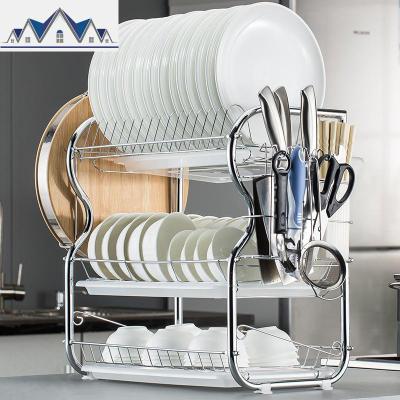 三层碗架厨房置物架沥水架刀具碗碟收纳架放碗用品架碗盘架洗碗架 三维工匠