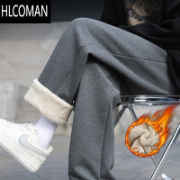 HLCOMAN裤子男款冬季加绒加厚羔绒直筒裤男士宽松休闲男裤运动卫裤