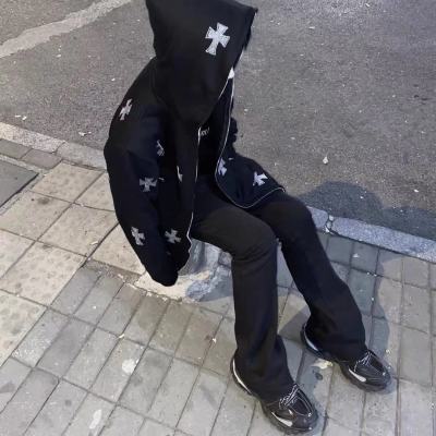 SUNTEK水钻卫衣烫钻帽衫拉链开衫高街小众纵横夹克男女卫衣