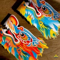 福人福地国潮风龙头帽子手工制作diy材料包儿童头饰国风新年道具可发光PVC