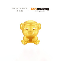 周大福奶龙系列刷刷奶龙足金黄金转运珠配皮绳女送生日礼物EOR1420