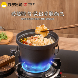 王源吉饭釜锅煮饭炖汤煲仔饭无涂层珐琅工艺人食家用燃气灶适用饭釜锅-20cm